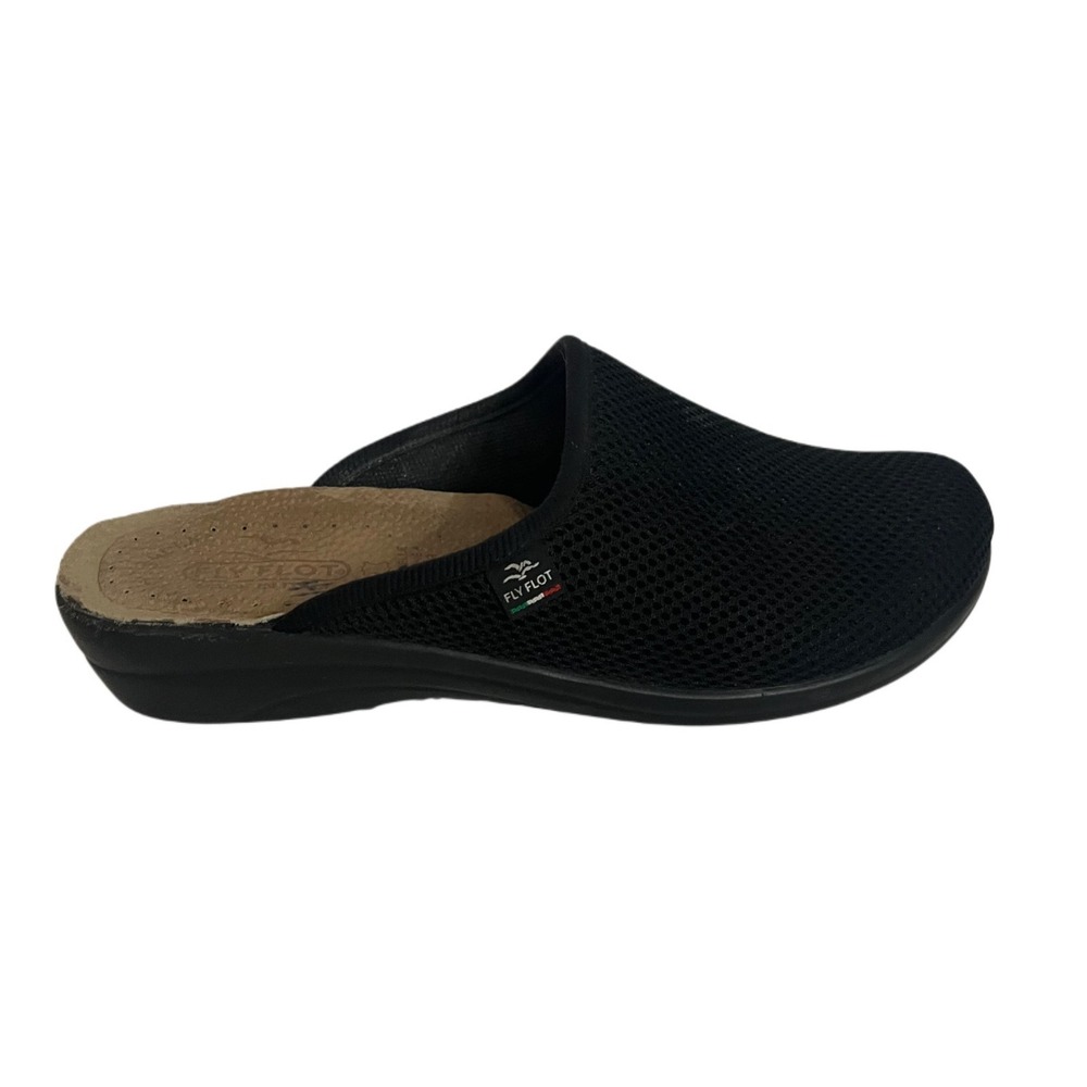 Fly Flot Italian Black Mesh Slip On Mules Slides Shoes Mens 41 US8